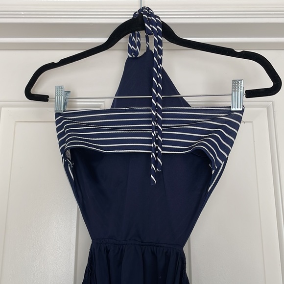 Mid length navy blue and white dress - Picture 3 of 9